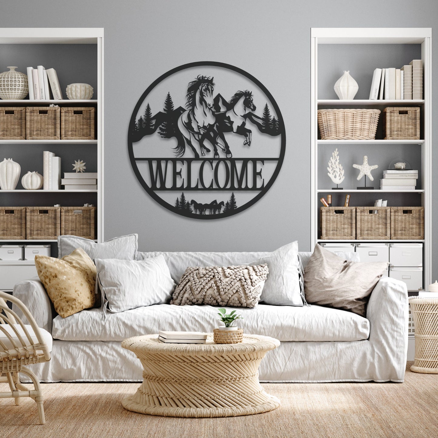 Custom Horse Metal Wall Art, Equestrian Welcome Sign