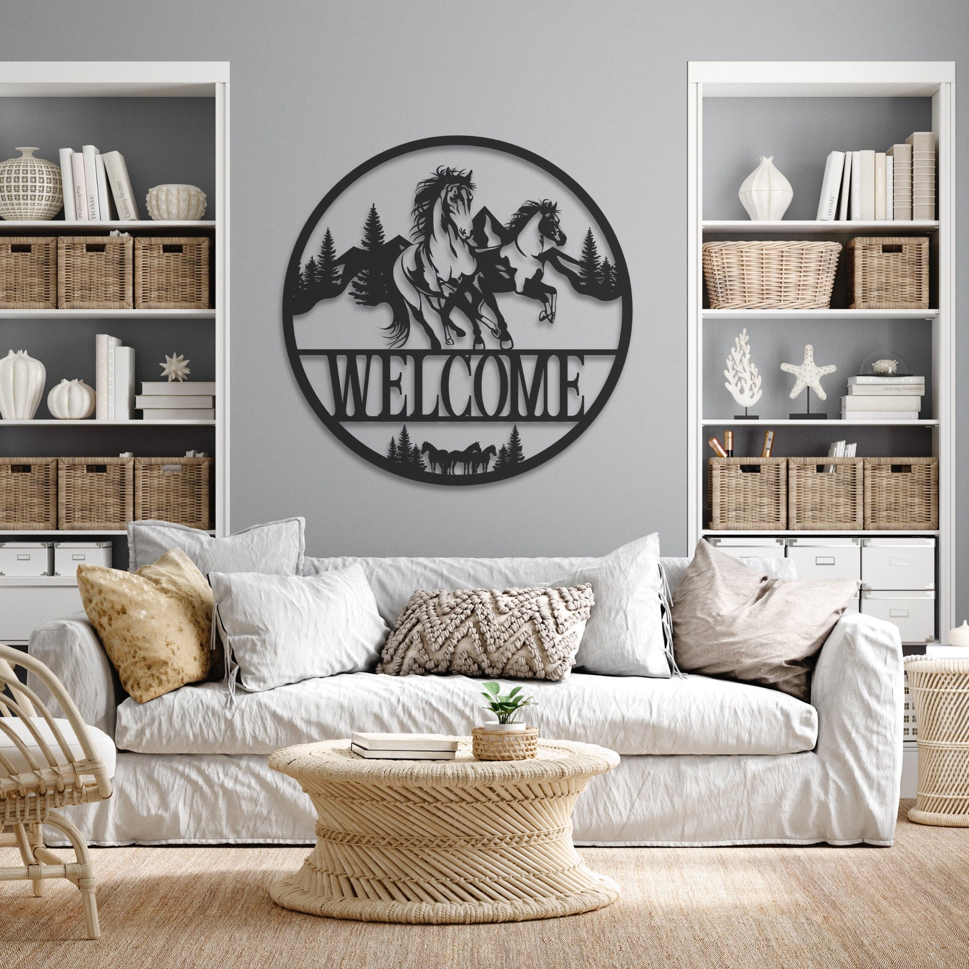 Custom Horse Metal Wall Art, Equestrian Welcome Sign