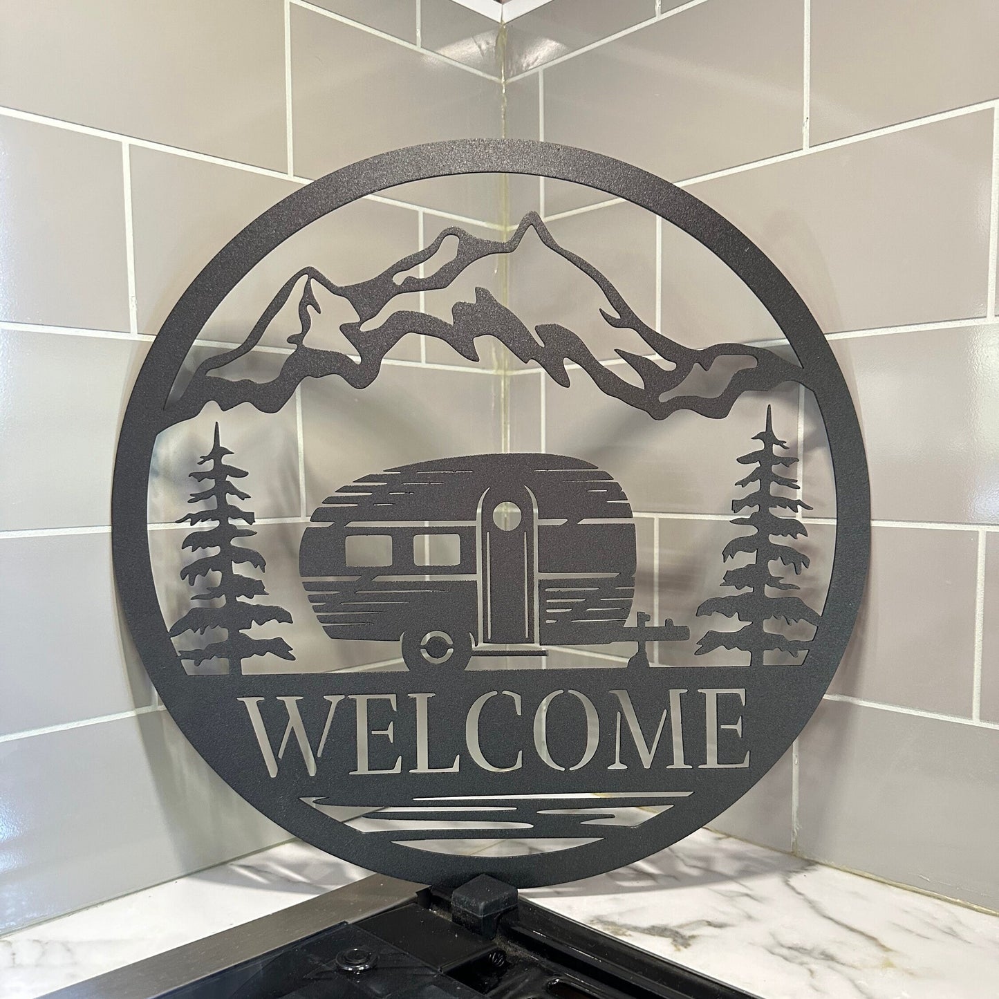 Welcome Camper Metal Wall Art, RV Decor
