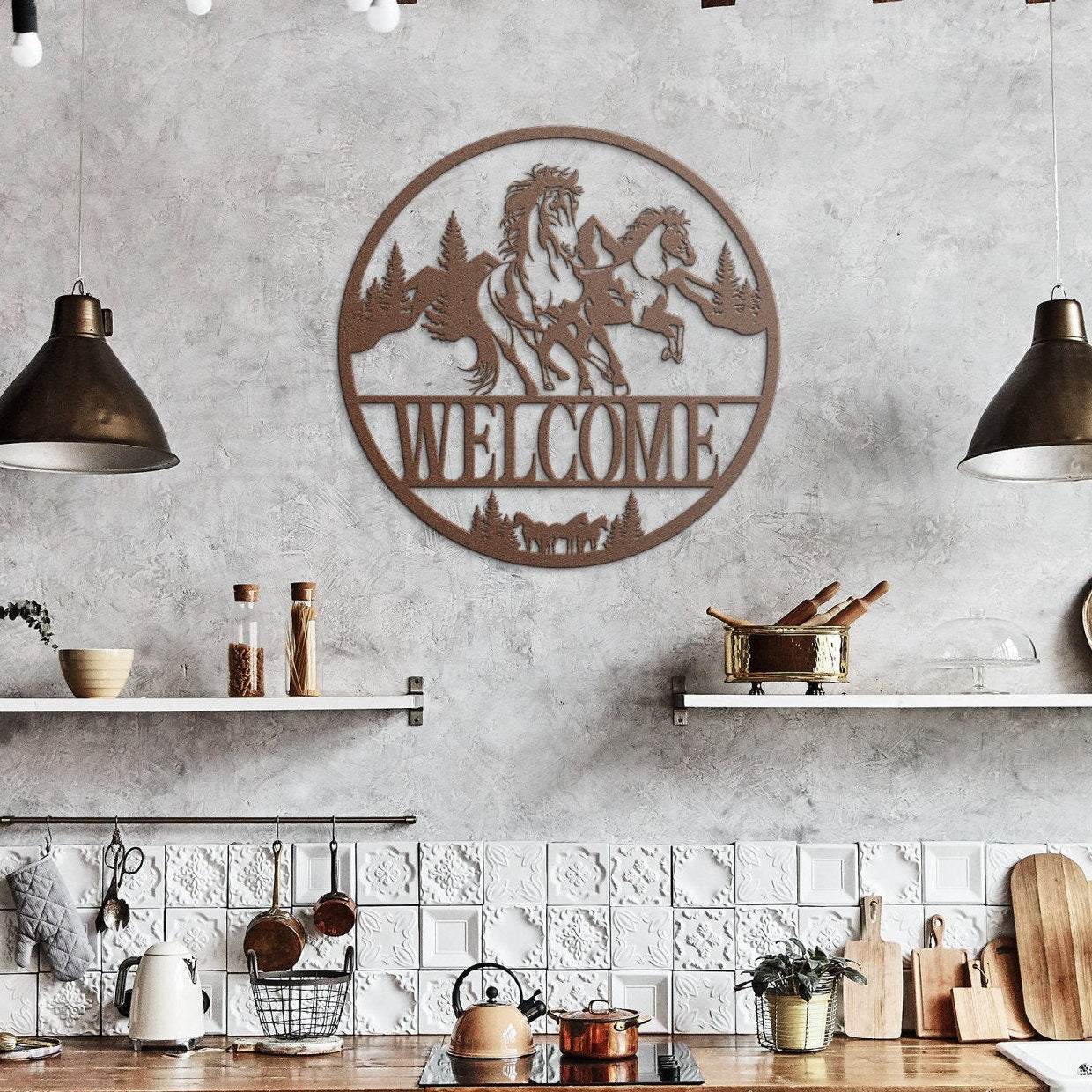 Custom Horse Metal Wall Art, Equestrian Welcome Sign