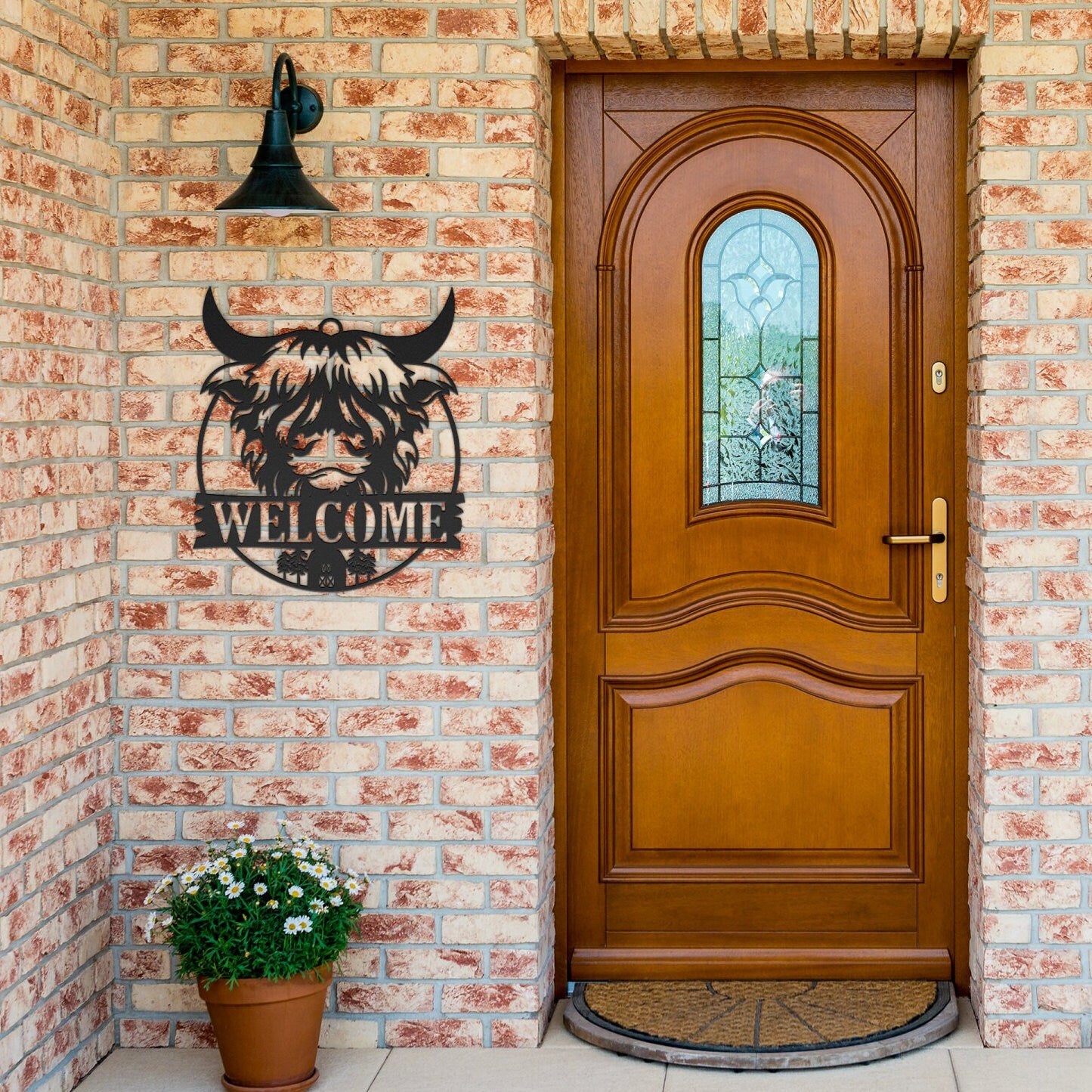 Highland Cow Welcome Sign, Metal Wall Art, Cabin Decor
