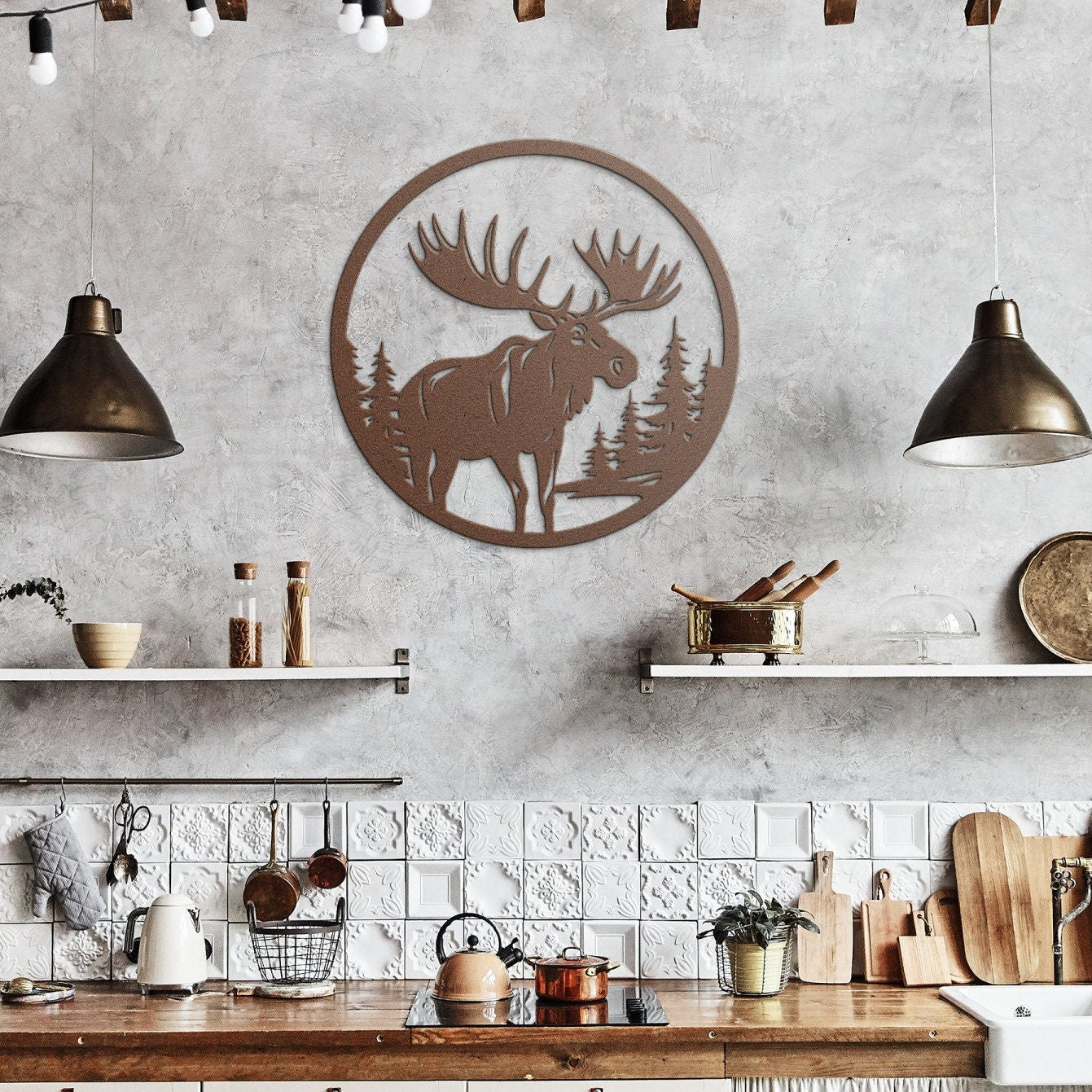 Moose Metal Wall Art, Cabin Decor, Rustic Home Decor