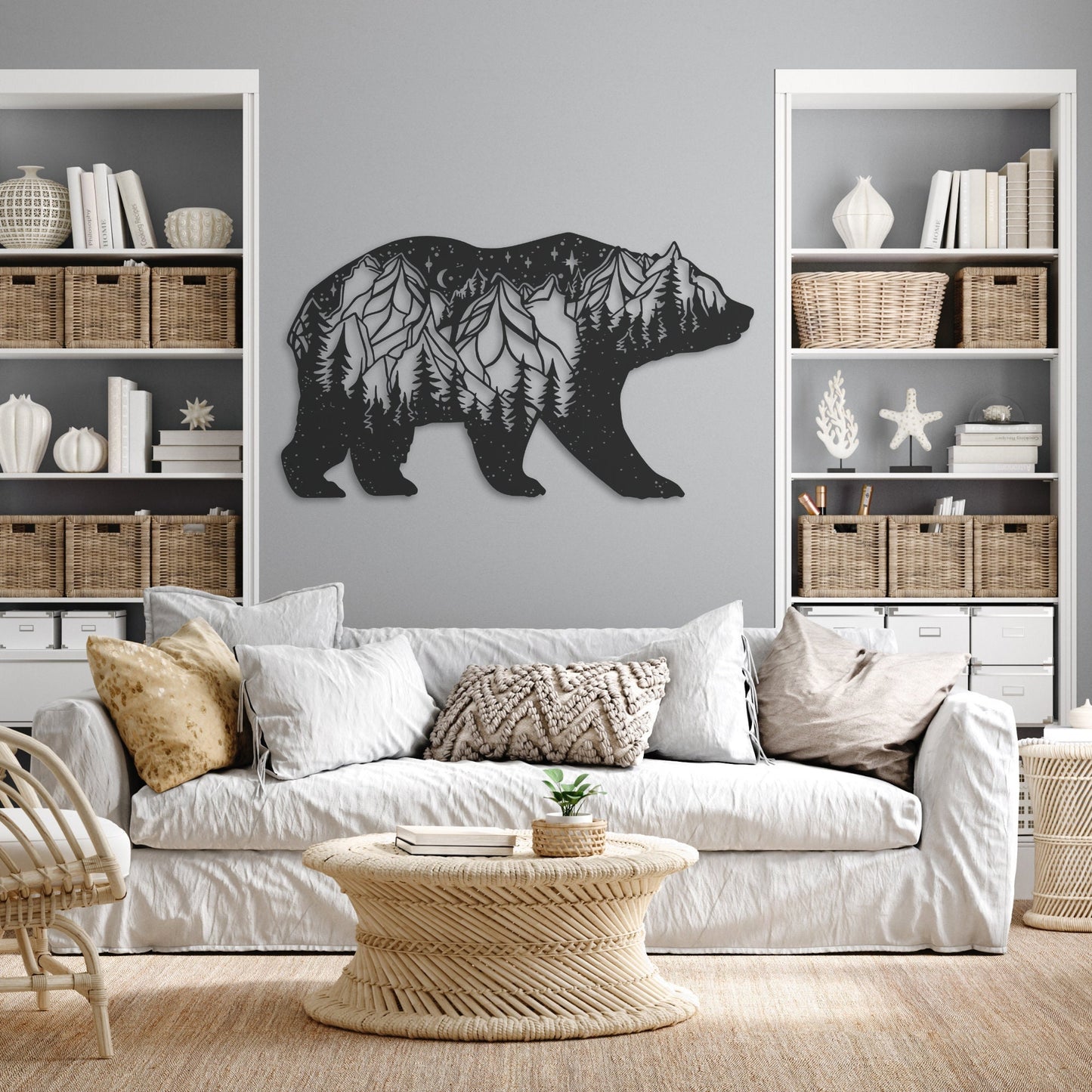 Spirit Bear Metal Wall Art for Home or Cabin, Hanging Bear Wall Art to Bring the Spirit of Bears to Your Indoor or Outdoor Living Space