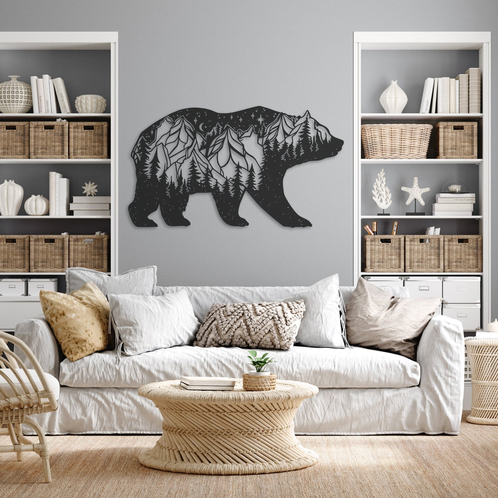 Spirit Bear Metal Wall Art for Home or Cabin, Hanging Bear Wall Art to Bring the Spirit of Bears to Your Indoor or Outdoor Living Space