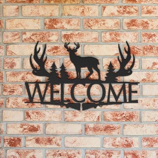Custom Deer Hunting Welcome Sign, Metal Wall Art