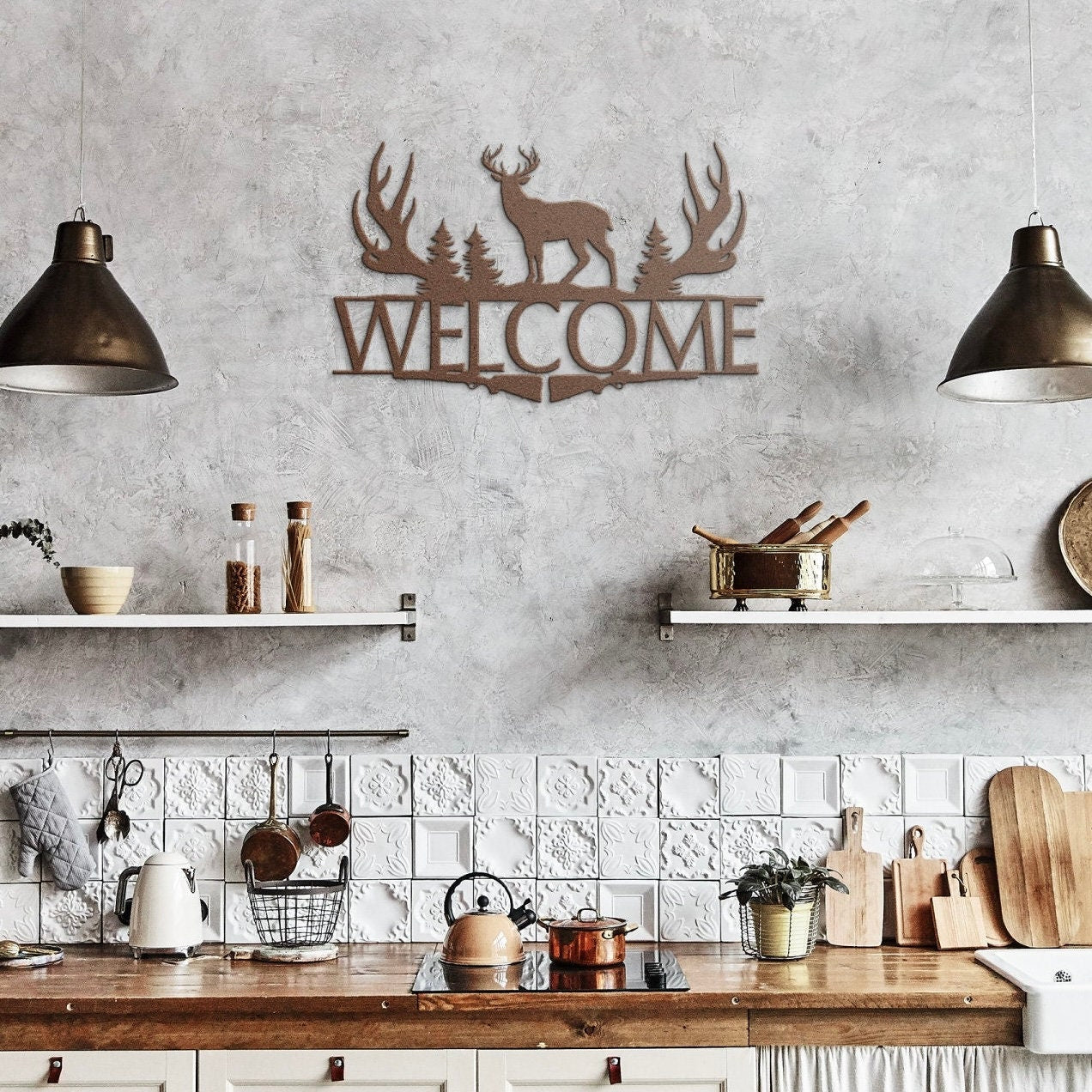 Custom Deer Hunting Welcome Sign, Metal Wall Art