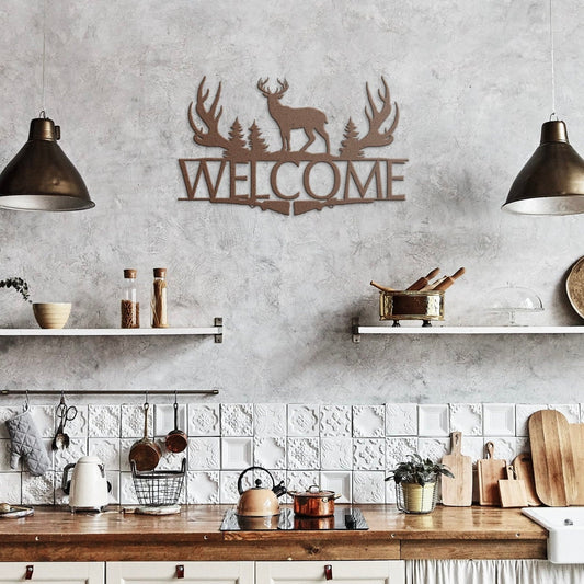 Custom Deer Hunting Welcome Sign, Metal Wall Art