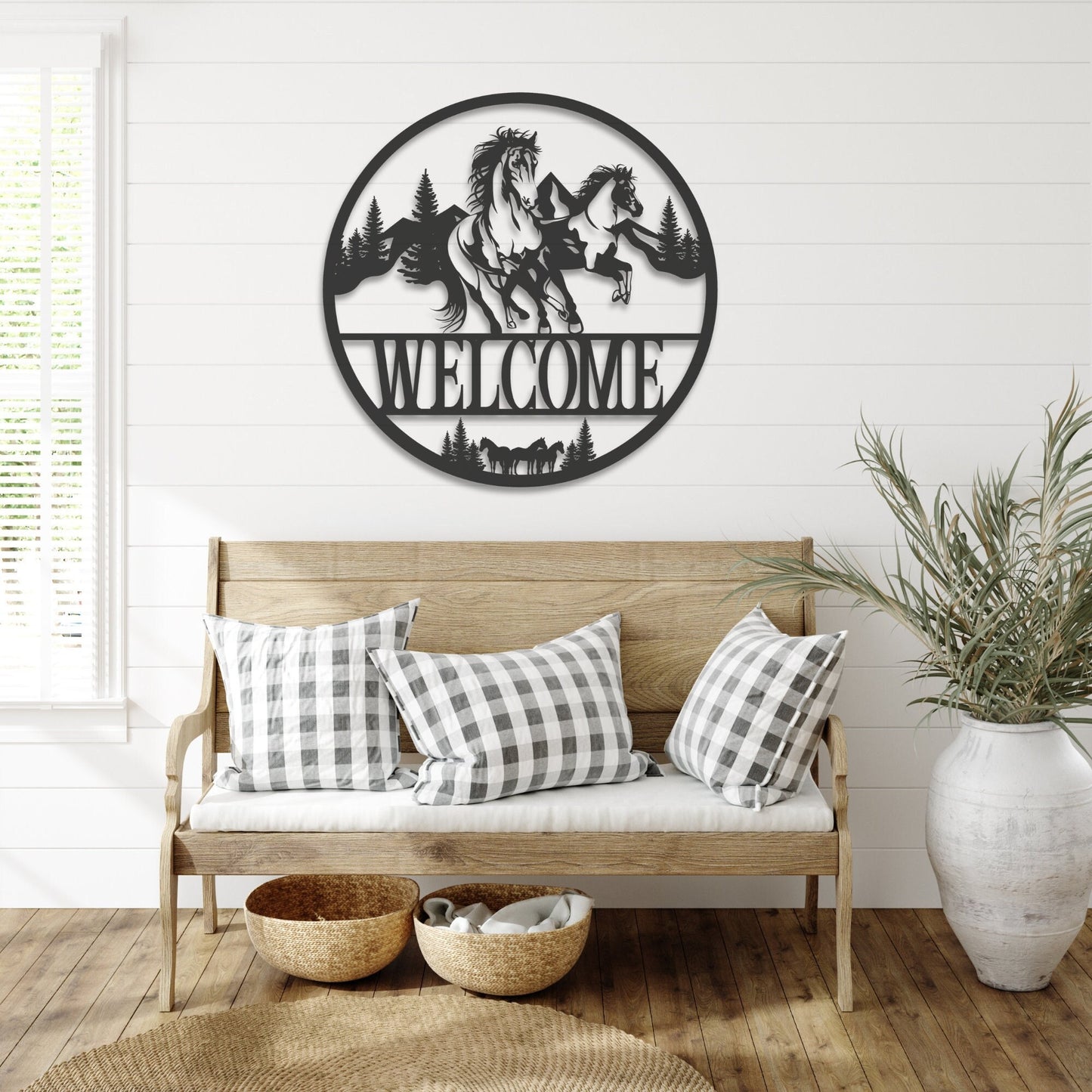 Custom Horse Metal Wall Art, Equestrian Welcome Sign