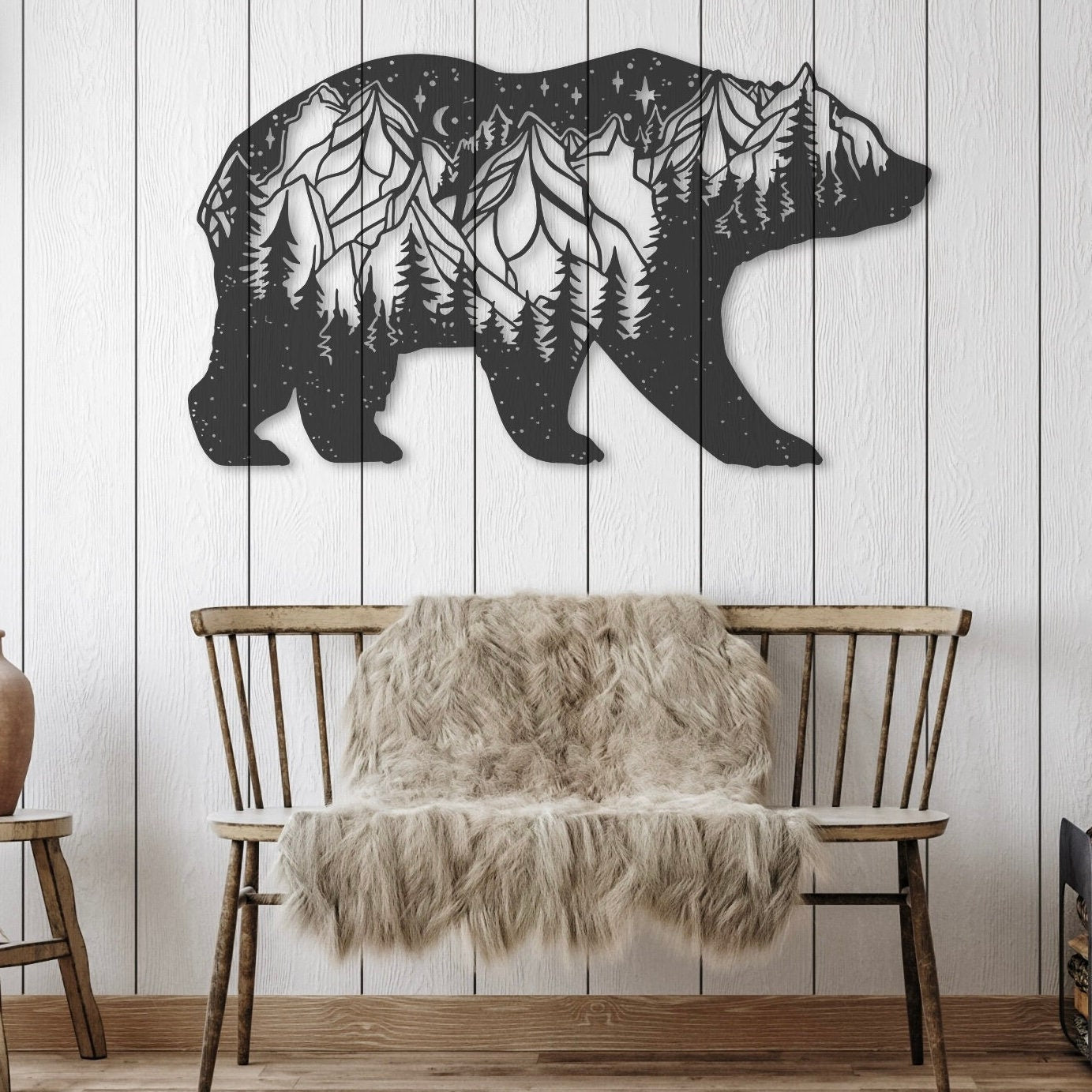 Spirit Bear Metal Wall Art for Home or Cabin, Hanging Bear Wall Art to Bring the Spirit of Bears to Your Indoor or Outdoor Living Space