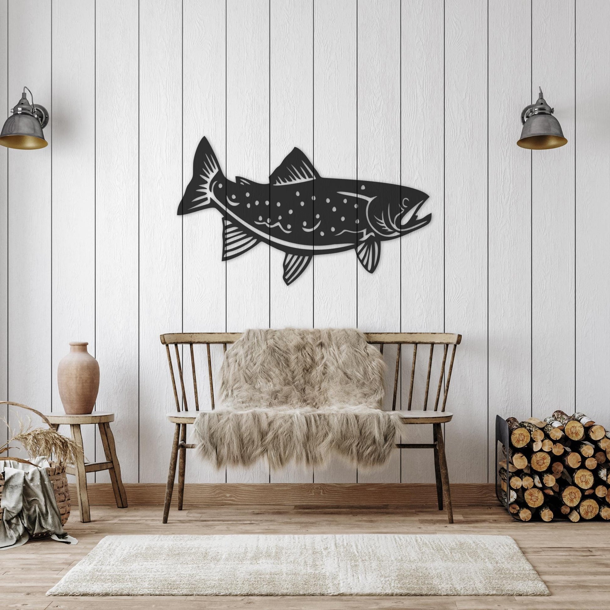 Trout Metal Wall Art for Home or Cabin, Hanging Fish Wall Art to Bring a Touch of Nature to Your Indoor or Outdoor Living Space