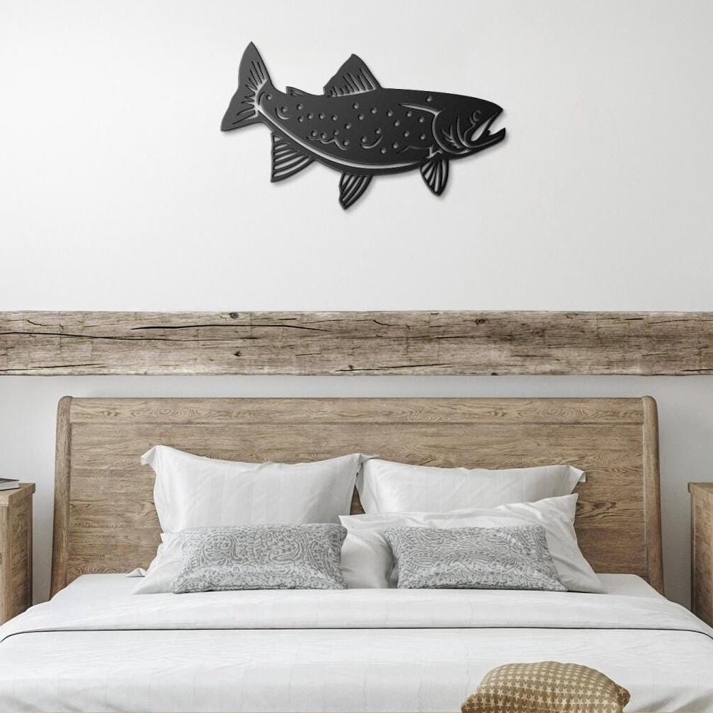 Trout Metal Wall Art for Home or Cabin, Hanging Fish Wall Art to Bring a Touch of Nature to Your Indoor or Outdoor Living Space