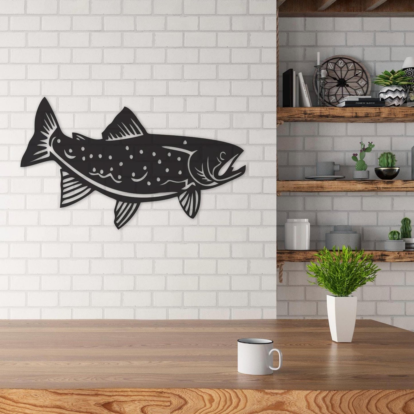 Trout Metal Wall Art for Home or Cabin, Hanging Fish Wall Art to Bring a Touch of Nature to Your Indoor or Outdoor Living Space