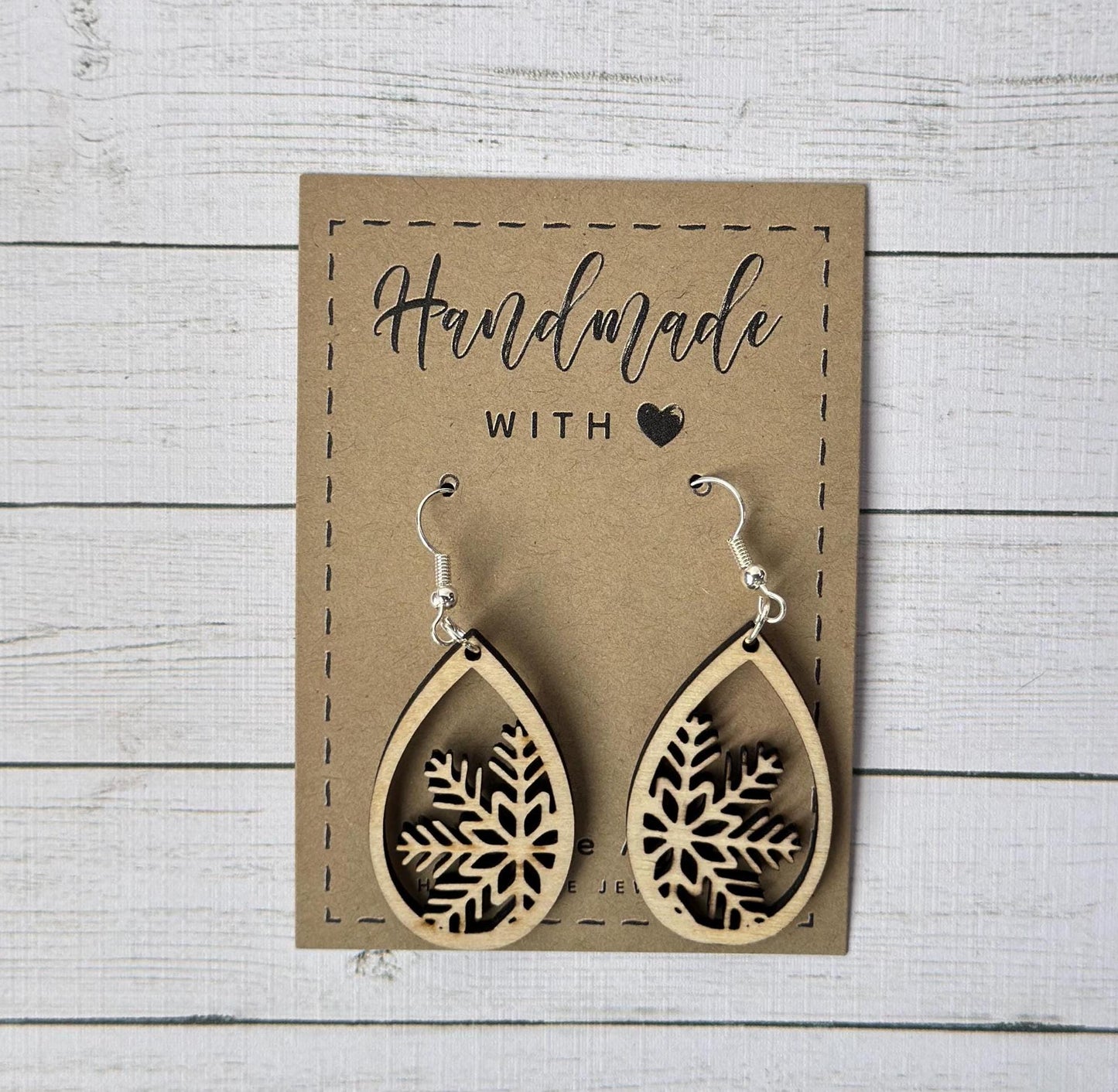 Snowflake Earring Oval Earrings – Snowy Winter Eco-Friendly, Lightweight Dangle Earrings, Perfect Christmas and Holiday Jewelry Gift for Her