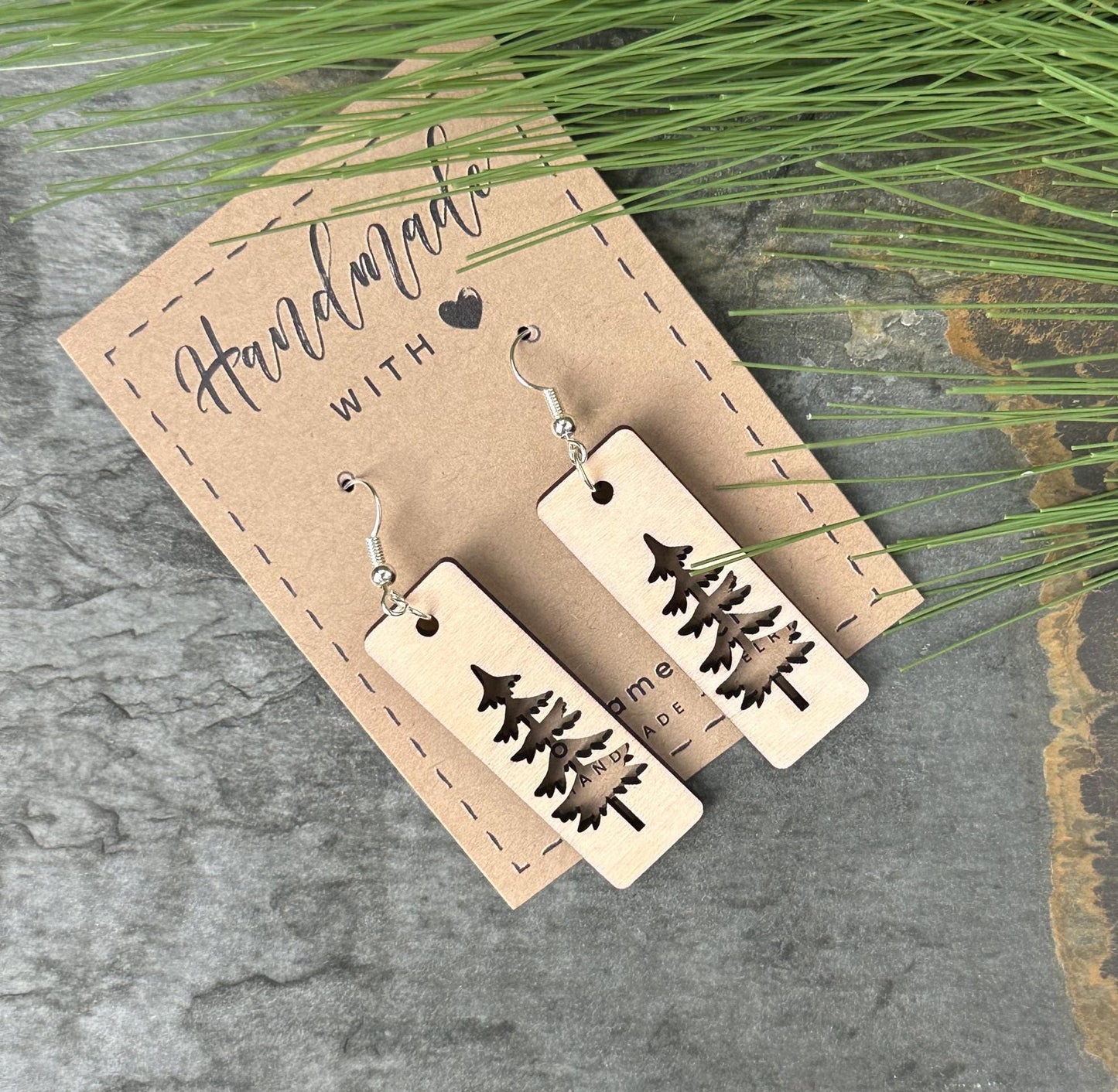 Birchwood Pine Tree Dangle Earrings – Nature Jewelry Gift