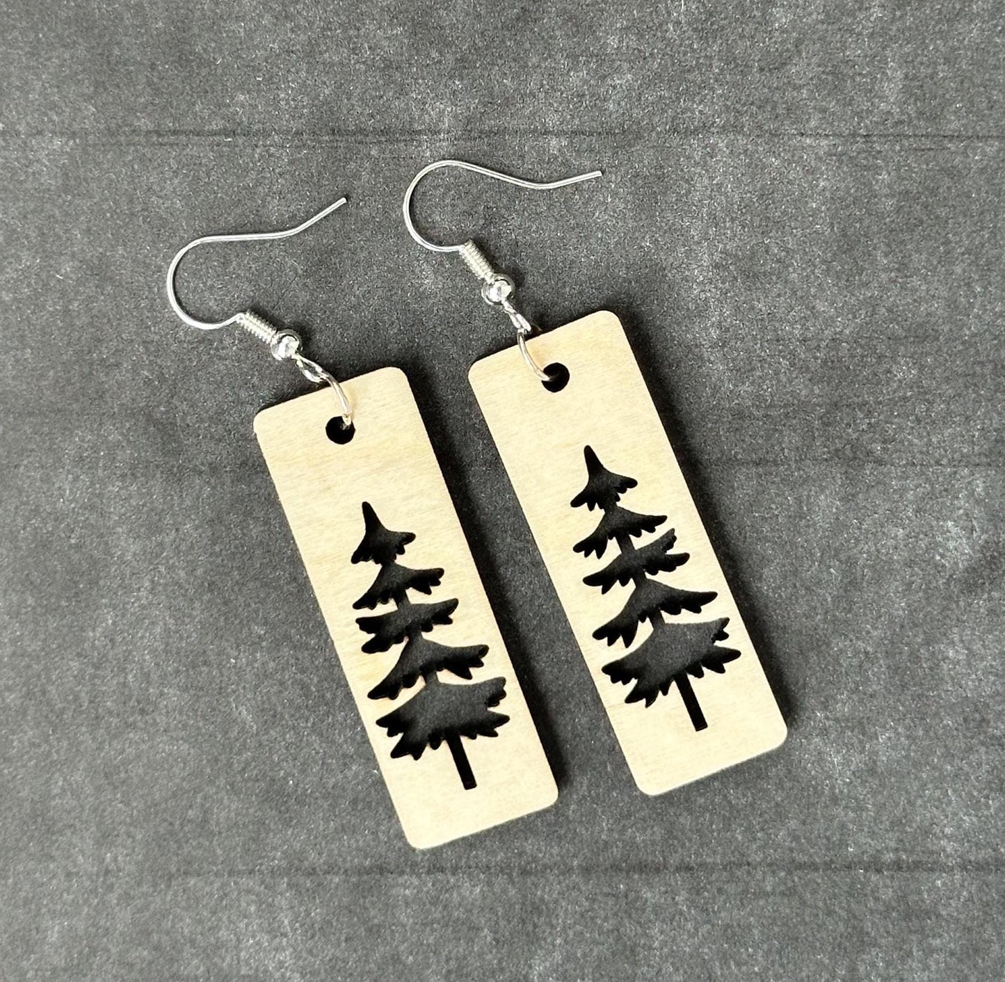 Birchwood Pine Tree Dangle Earrings – Nature Jewelry Gift
