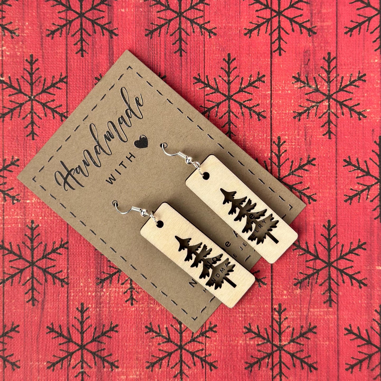Birchwood Pine Tree Dangle Earrings – Nature Jewelry Gift