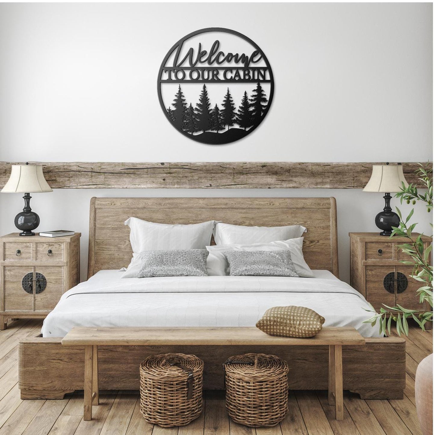 Welcome to Our Cabin Metal Wall Art for Home or Cabin, Hanging Pine Tree Forest Wall Art, Nature in to Your Indoor or Outdoor Living Space