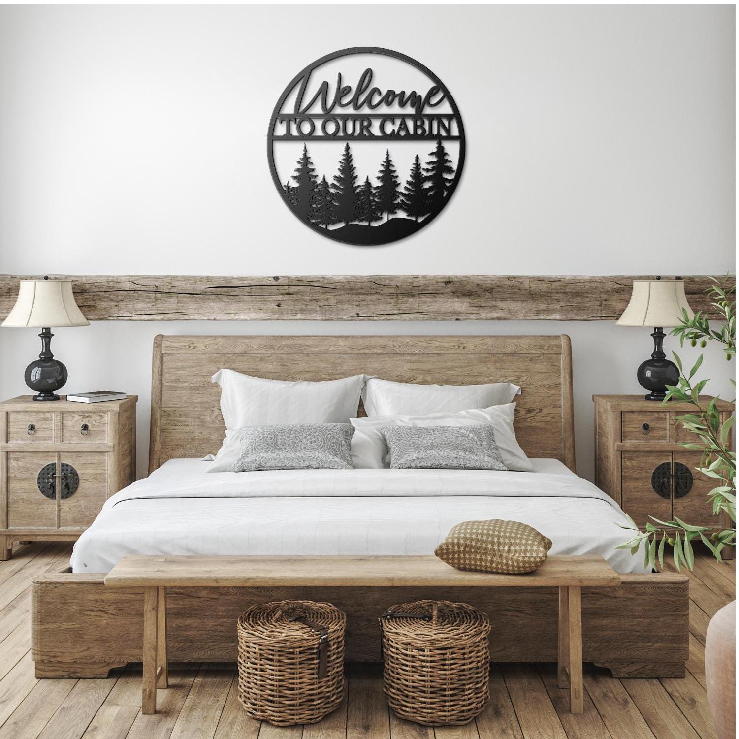 Welcome to Our Cabin Metal Wall Art for Home or Cabin, Hanging Pine Tree Forest Wall Art, Nature in to Your Indoor or Outdoor Living Space