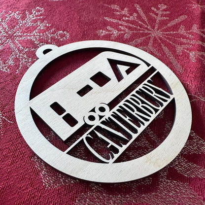 Personalized Alliance Travel Trailer Camper Ornament, Custom Camping Ornament,Round RV Delta Camper Christmas Ornament, Unique Outdoor Gift
