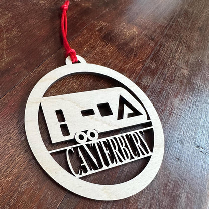 Personalized Alliance Travel Trailer Camper Ornament, Custom Camping Ornament,Round RV Delta Camper Christmas Ornament, Unique Outdoor Gift