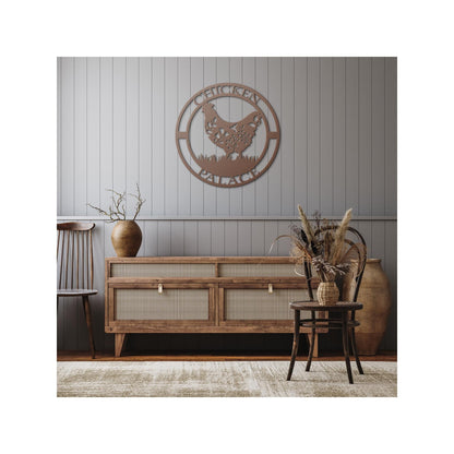 Chicken Palace Metal Sign | Rustic Hen Farmhouse Wall Art