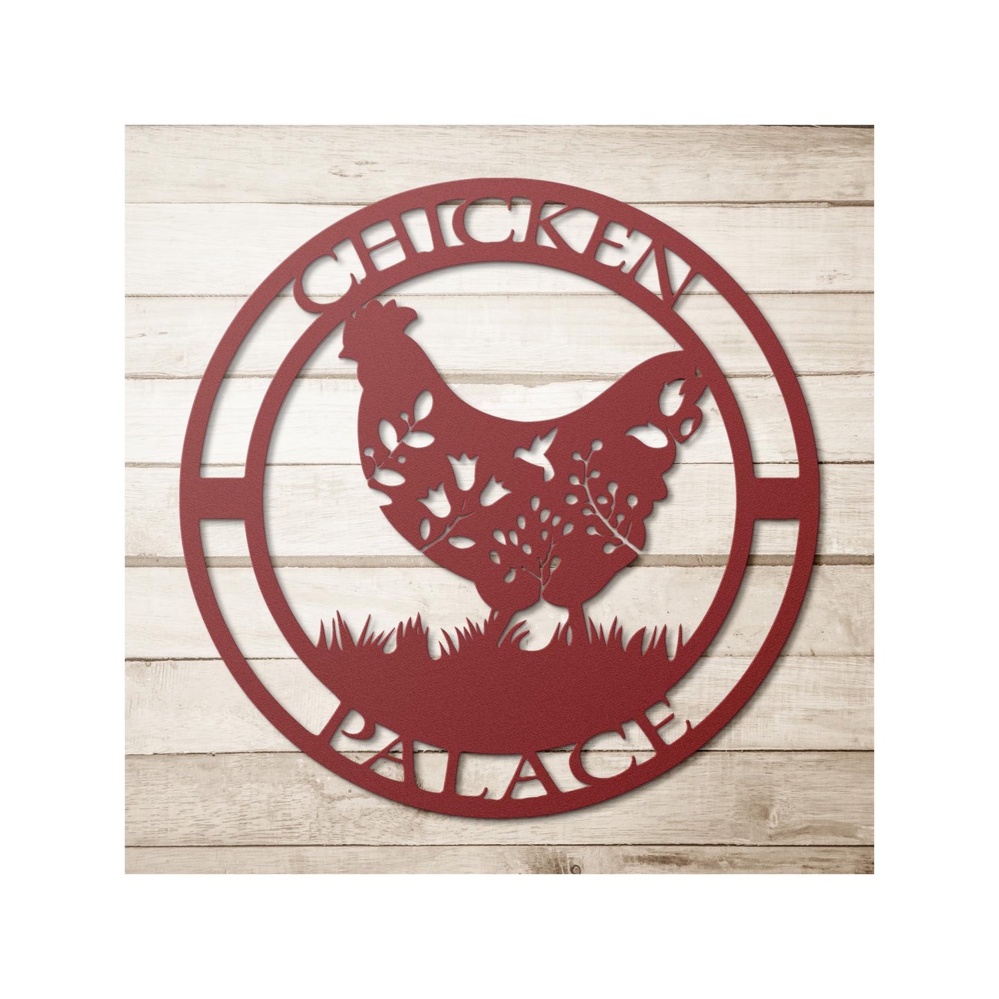 Chicken Palace Metal Sign | Rustic Hen Farmhouse Wall Art