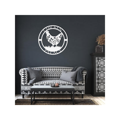 Chicken Palace Metal Sign | Rustic Hen Farmhouse Wall Art