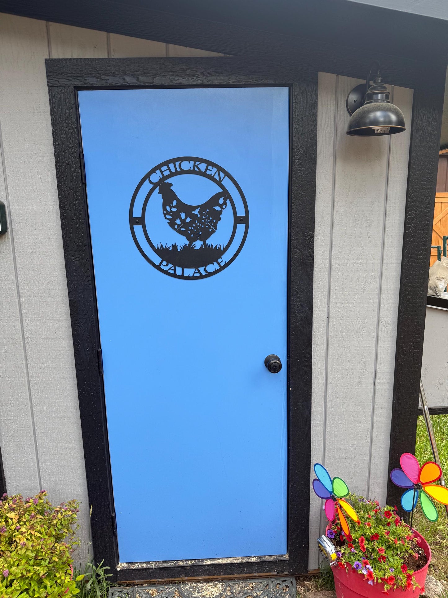 Chicken Palace Metal Sign | Rustic Hen Farmhouse Wall Art