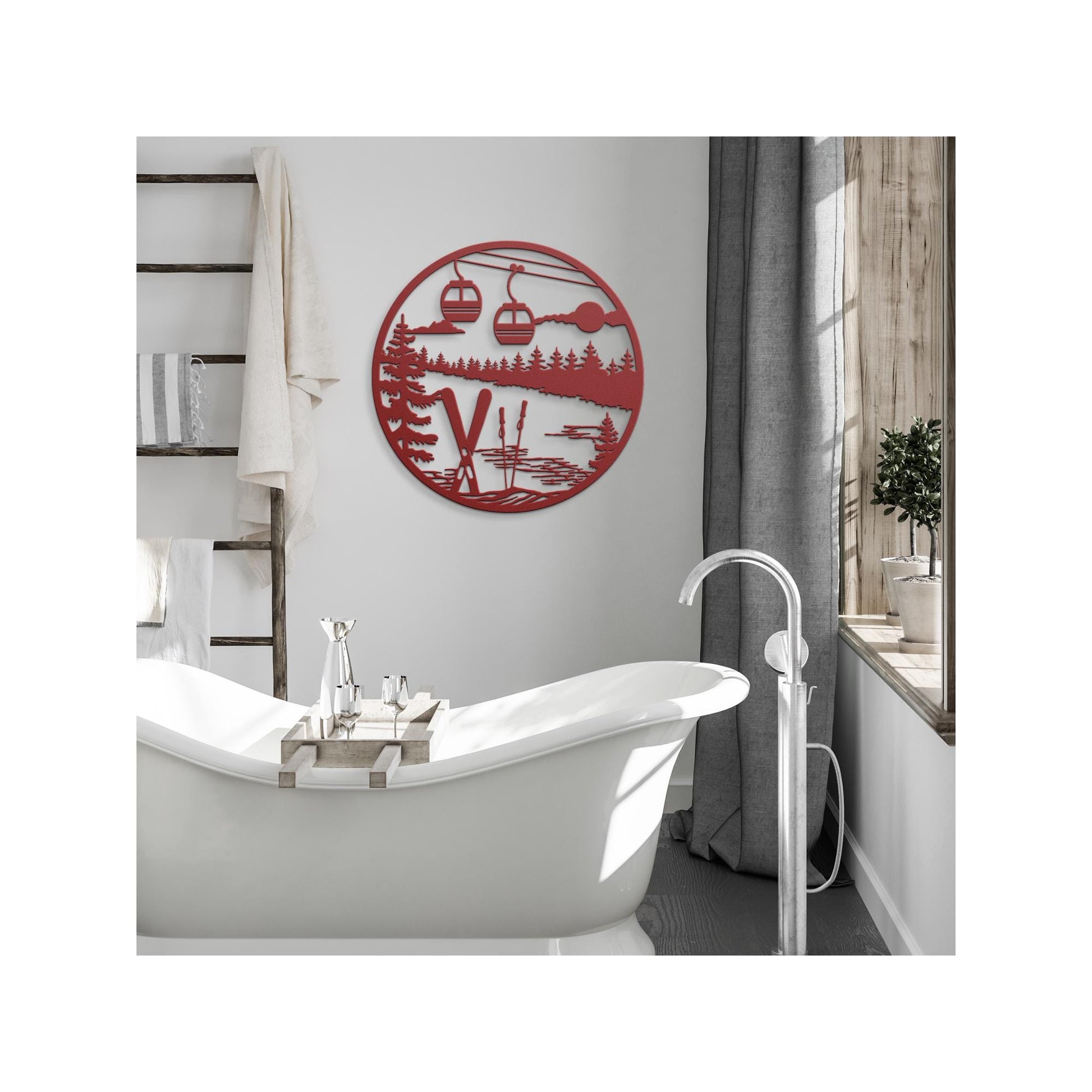 Gondola ski art for outdoor enthusiasts, perfect for home or cabin