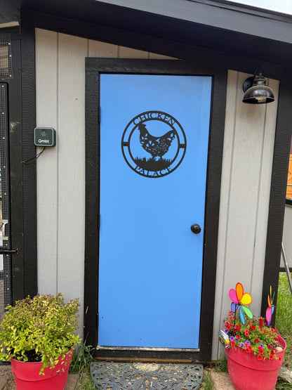Chicken Palace Metal Sign | Rustic Hen Farmhouse Wall Art
