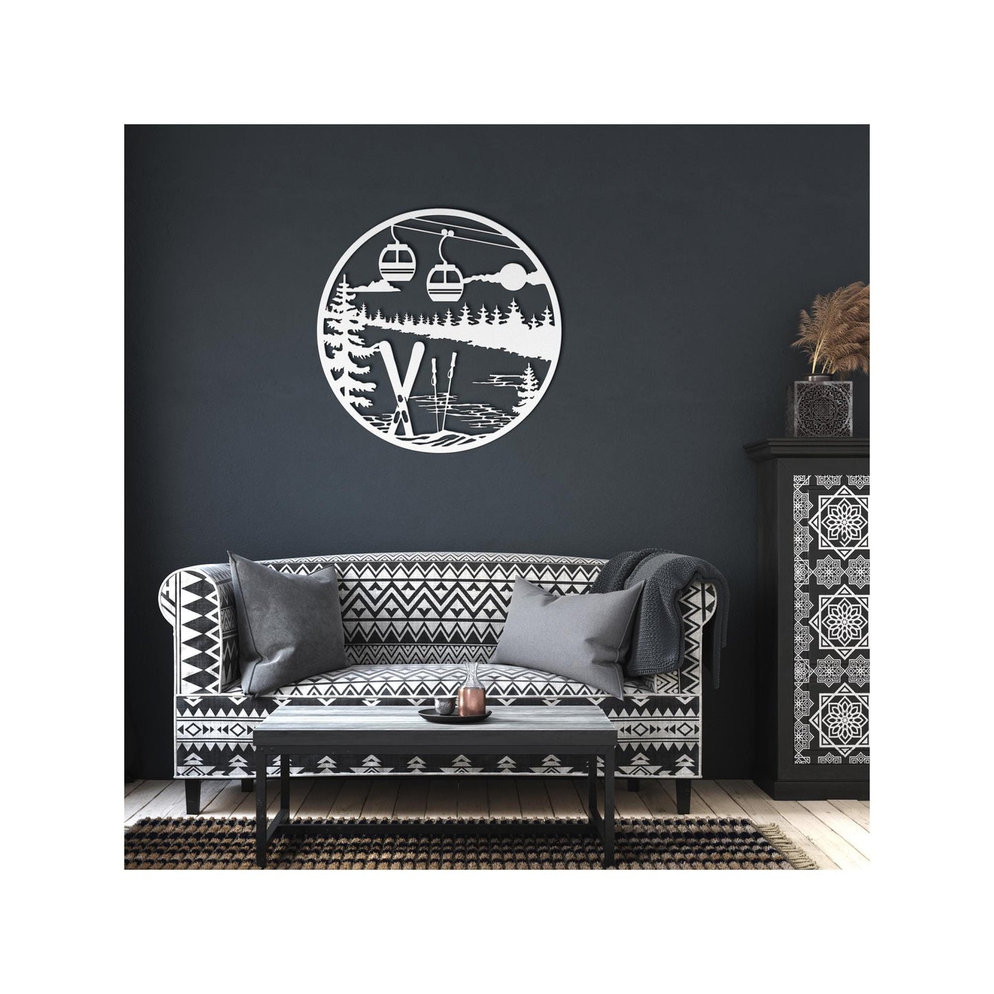 Gondola ski art for outdoor enthusiasts, perfect for home or cabin