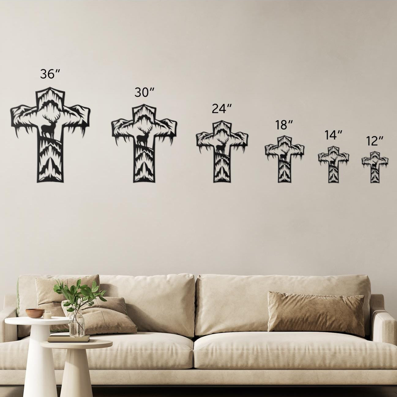 Metal Cross Wall Art with a Deer in a Unique Nature Scene | Christian Home Decor | Rustic Faith Cross | Outdoor or Indoor Religious Gift