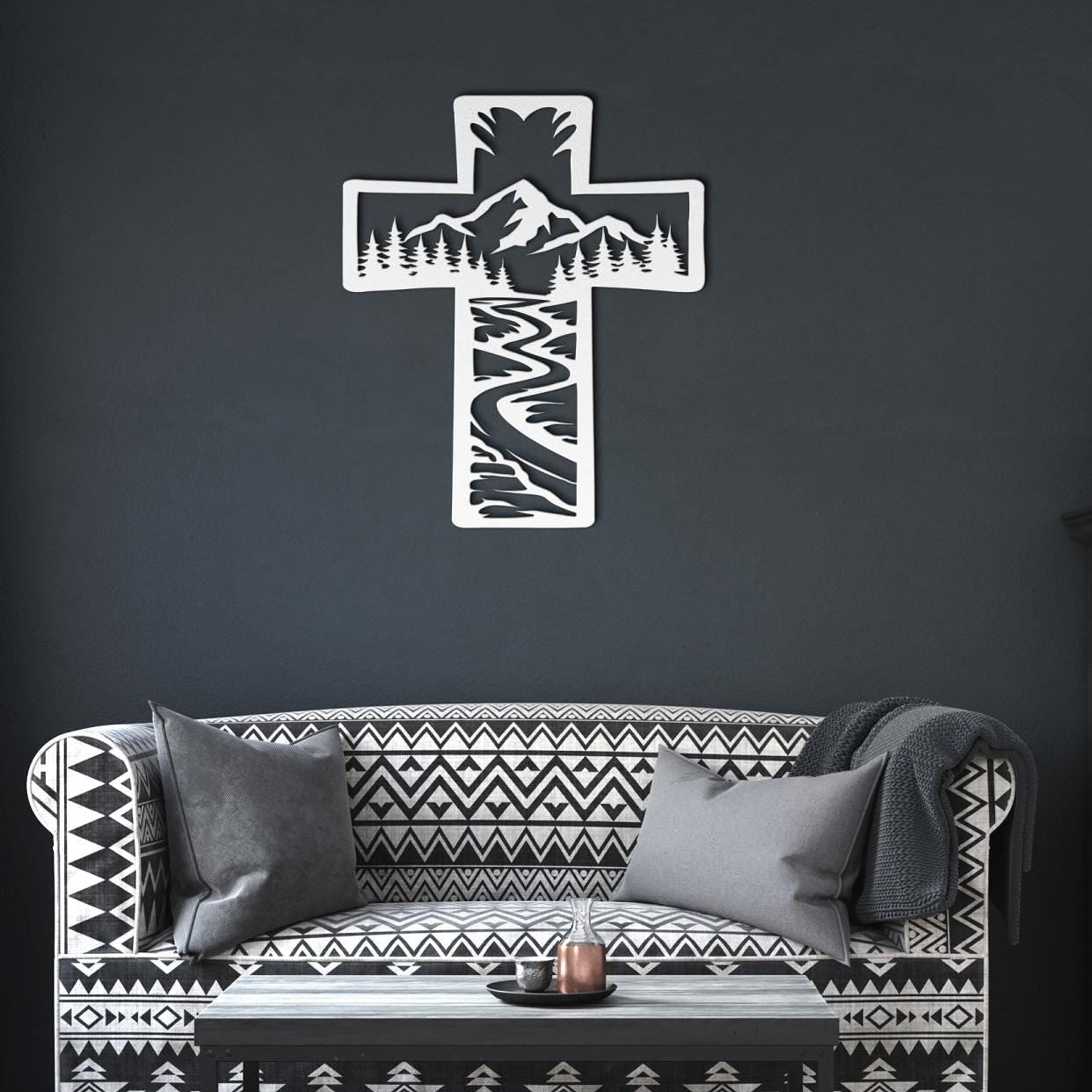 Mountain, forest and stream of water metal cross wall art
christian wall decor
metal cross home decor
religious metal wall art
cross wall decor
faith based home decor