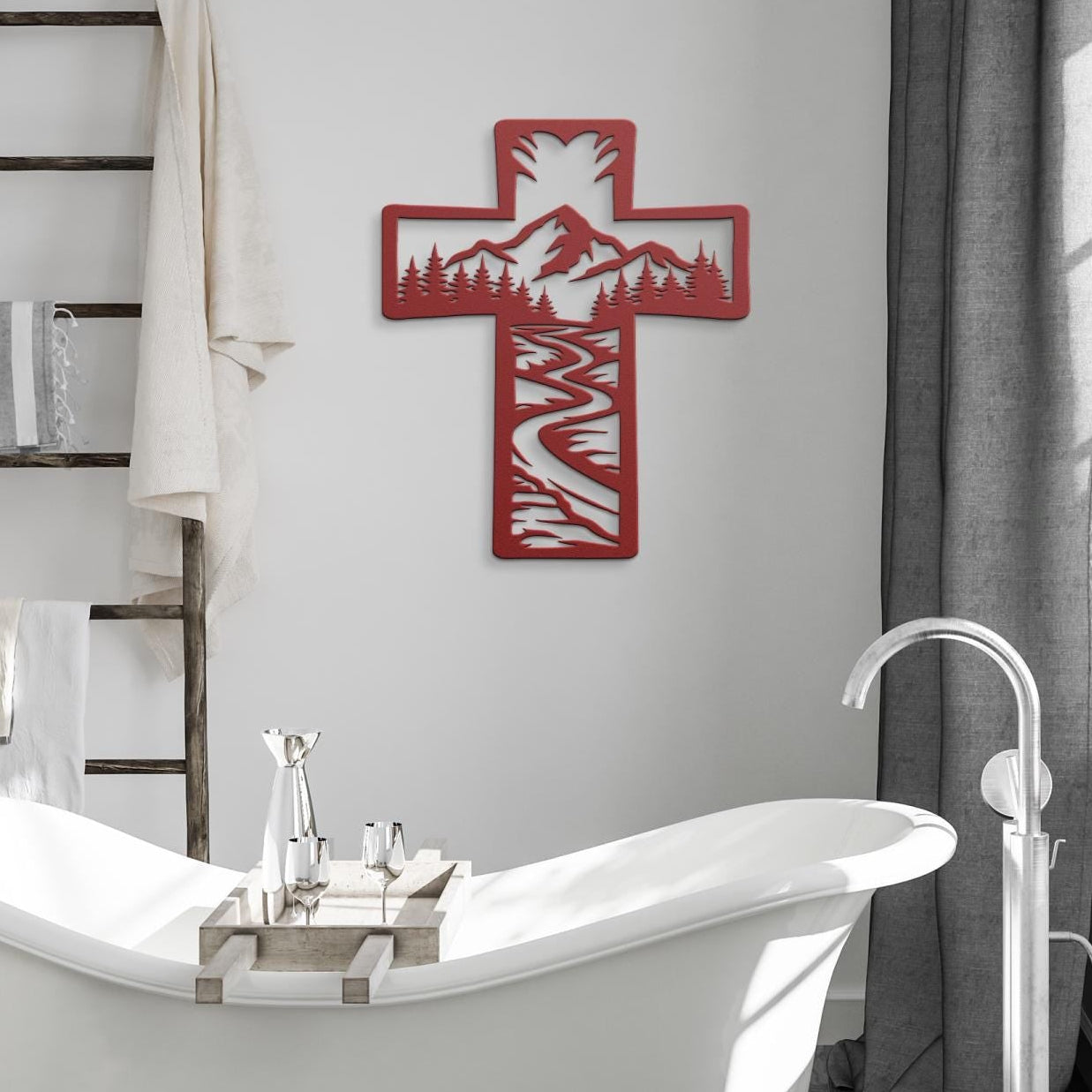 Mountain, forest and stream of water metal cross wall art
christian wall decor
metal cross home decor
religious metal wall art
cross wall decor
faith based home decor