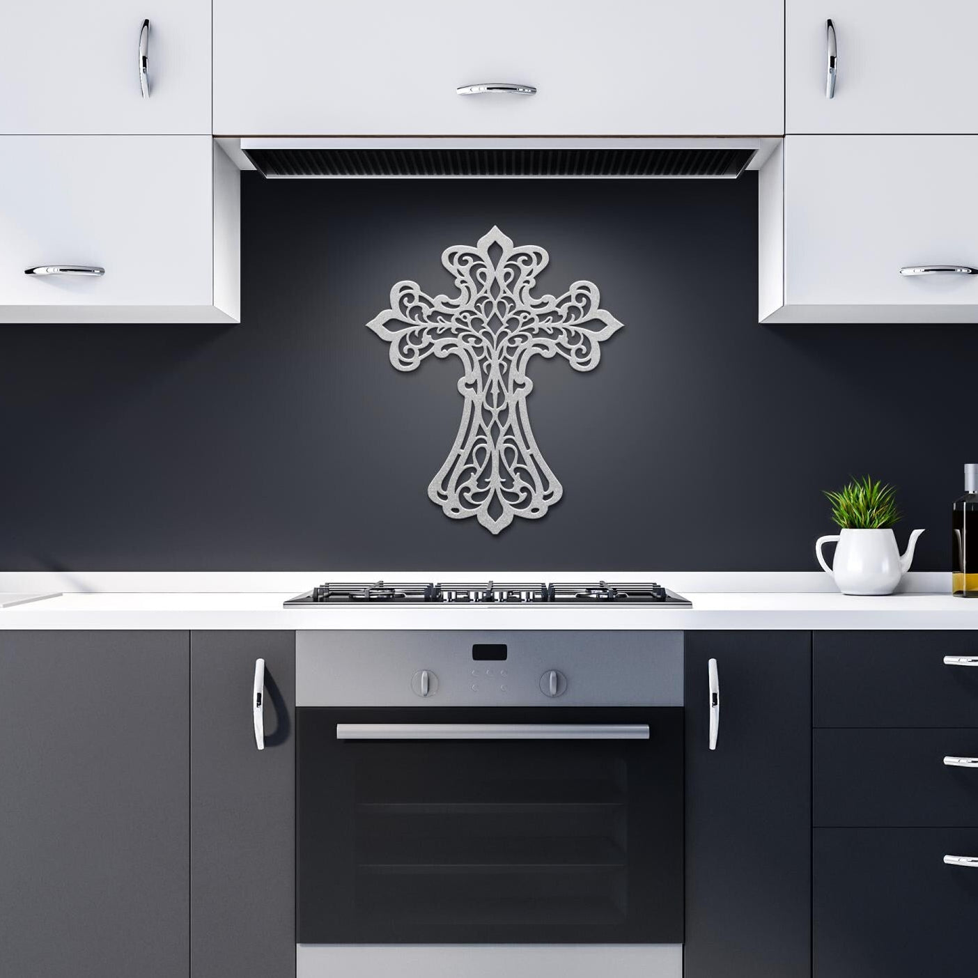 Ornate Filigree Metal Cross Wall Decor | Religious Home Accent | Christian Gift