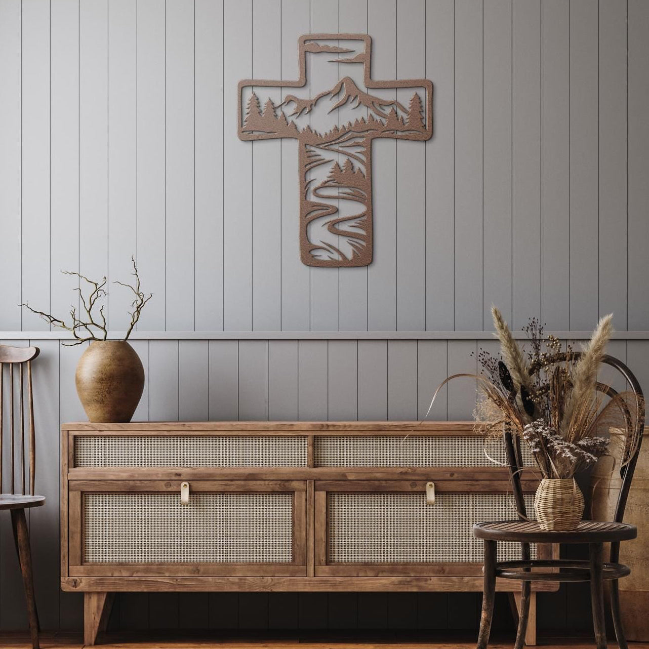 Mountains and a stream metal cross wall art
christian wall decor
metal cross home decor
religious metal wall art
cross wall decor
faith based home decor