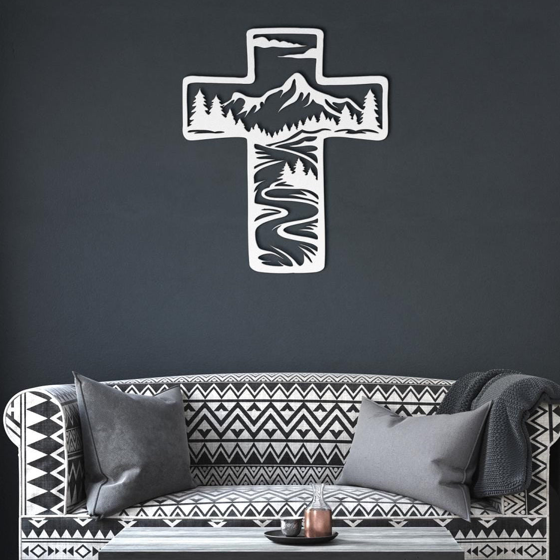 Mountains and a stream metal cross wall art
christian wall decor
metal cross home decor
religious metal wall art
cross wall decor
faith based home decor