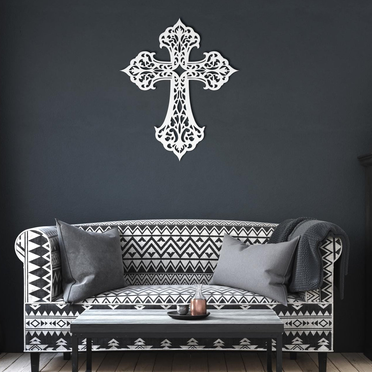 Filigree Metal Cross Wall Art | Decorative Christian Wall Decor | Elegant Faith Home Accent | Religious Gift