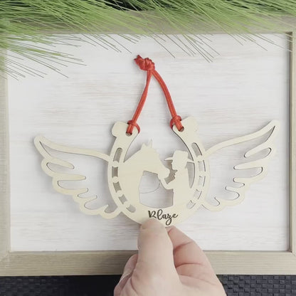 Personalized Man with his Horse, Memorial Horse Ornament, Custom Equestrian Gift, Horse Lover Gift, Gift for Him, Memorial Ornament