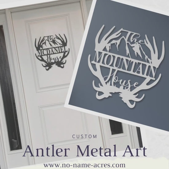 Personalized Antler Metal Wall Art, Mountain Home Decor