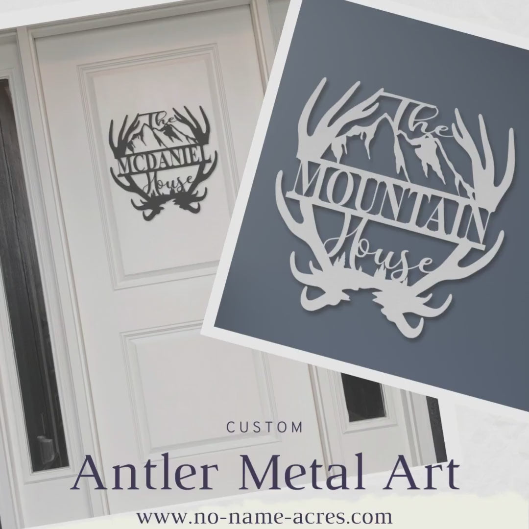 Personalized Antler Metal Wall Art, Mountain Home Decor