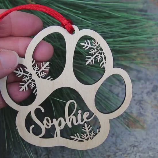 Personalized Paw Print Christmas Ornament, Pet Memorial Keepsake