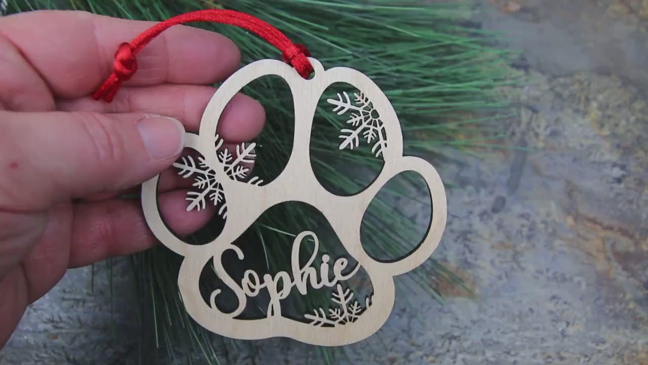 Personalized Paw Print Christmas Ornament, Pet Memorial Keepsake