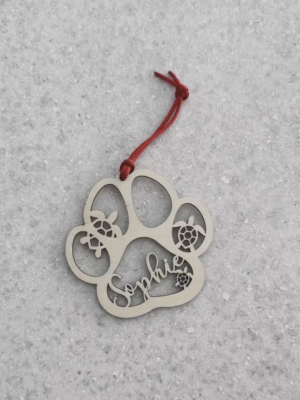 Custom Pet Paw Ornament, Turtle Design, Personalized Keepsake