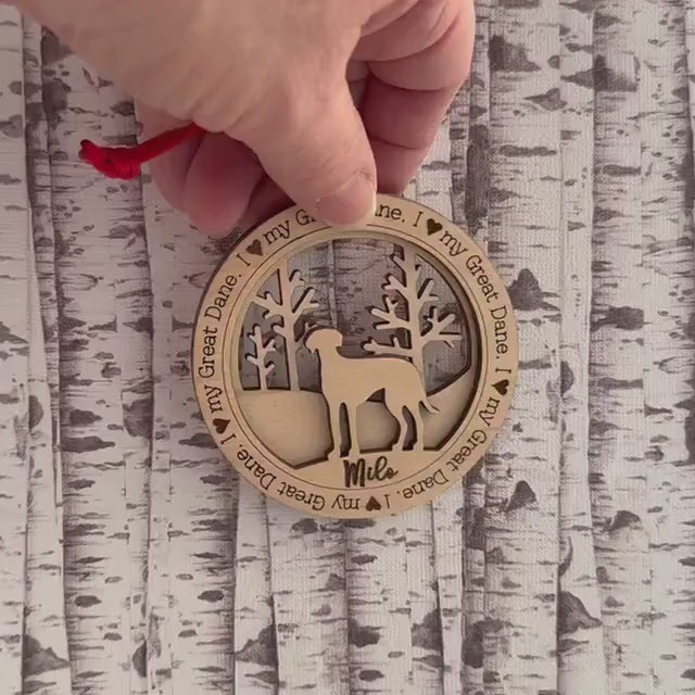 Love My Great Dane Ornament, Personalized Dane Gifts, Dog Pet Memorial Ornament, Rescue Ornament - Unique Gift for a  Owner