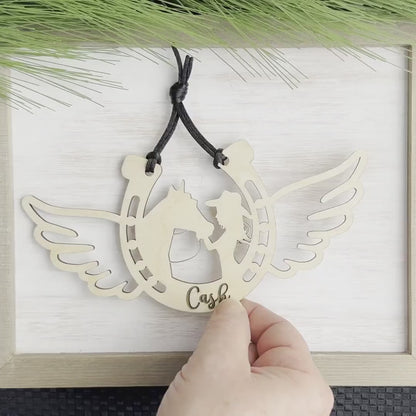 Personalized Girl with Her Horse, Memorial Horse Ornament, Custom Equestrian Gift, Horse Lover Gift, Gift for Her, Memorial Ornament