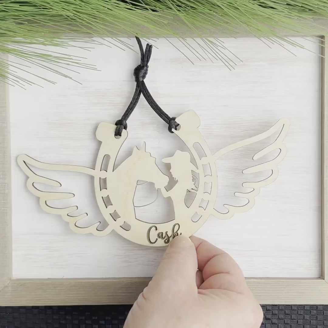 Personalized Girl with Her Horse, Memorial Horse Ornament, Custom Equestrian Gift, Horse Lover Gift, Gift for Her, Memorial Ornament