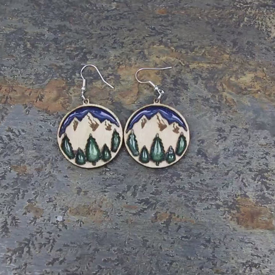 Birchwood Mountain Forest Earrings, Nature Inspired Resin Jewelry