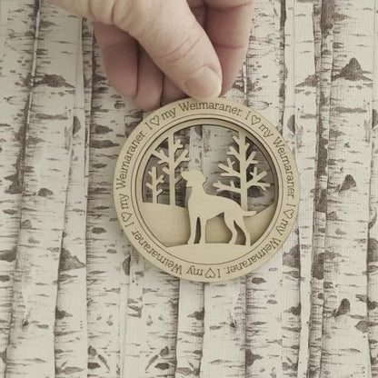Weimaraner Ornament, Personalized Dog Memorial Gift, Handmade Birchwood